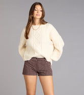 Autumn Stroll Striped Corduroy Shorts